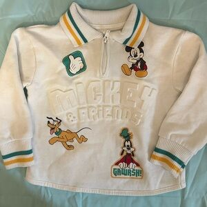 Disney White Kids Sweatshirt with Mickey & Friends Patches